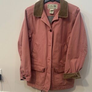 L.L. Bean Women's Pink Utility Jacket with Brown Collar